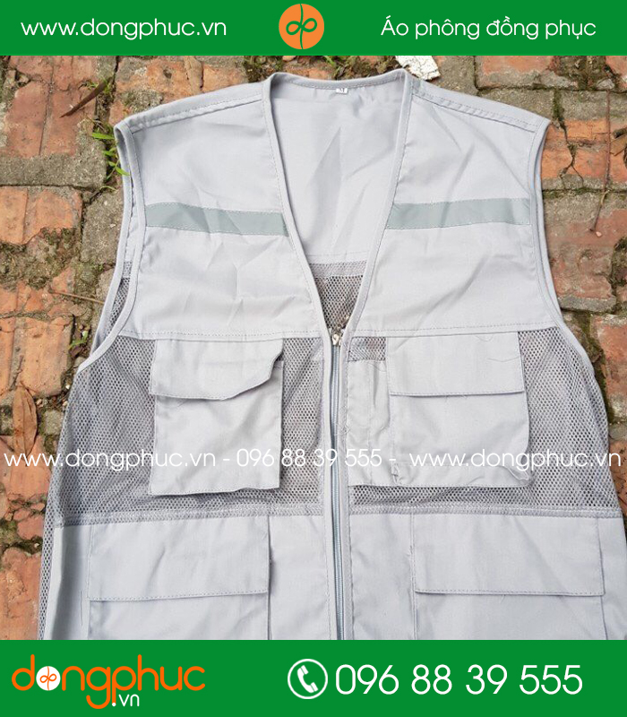 Mẫu áo gile phản quang màu ghi sáng